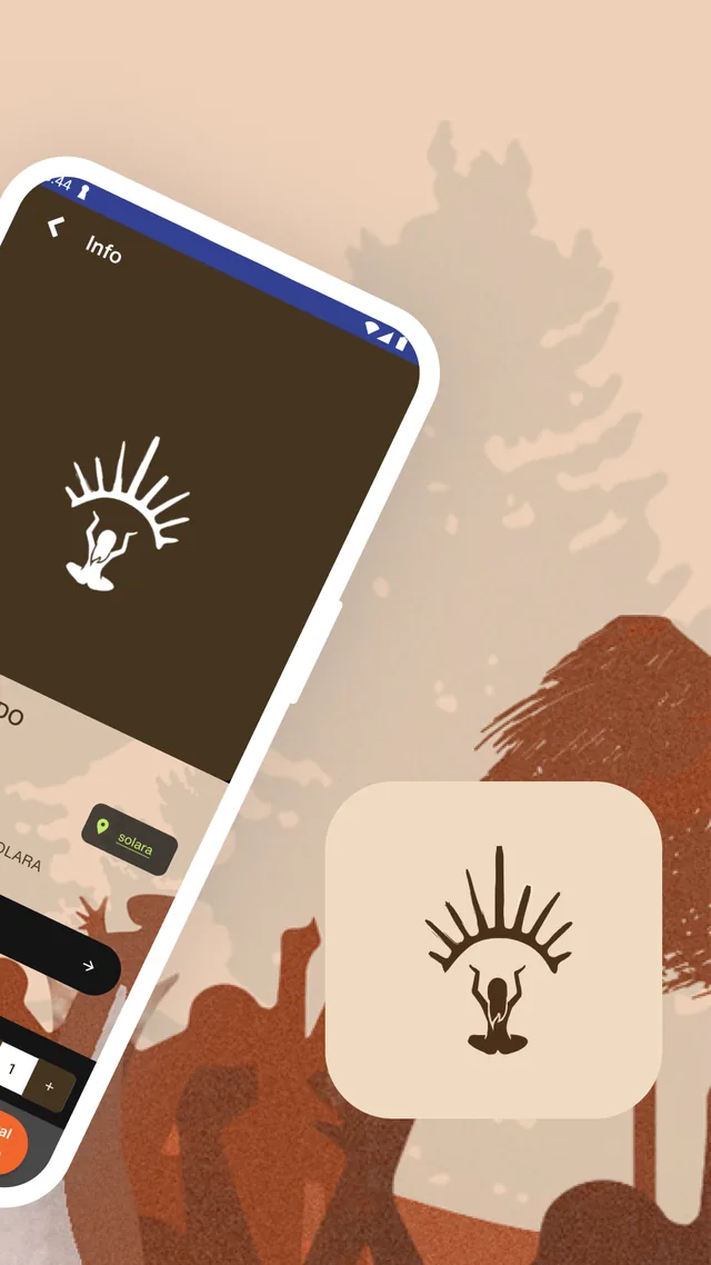 Pantalla de información de la app, con el isotipo de Solara, junto al ícono de la aplicación